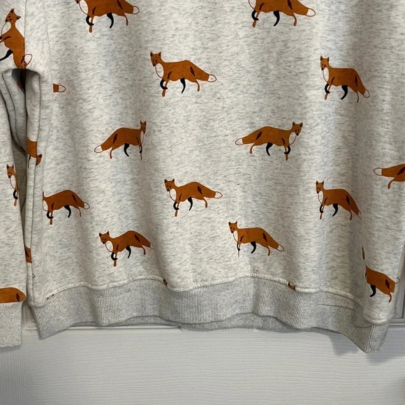 sm wardrobe Fox Print on Oatmeal Colored Cotton Blend Sweatshirt Women’s Large - Picture 8 of 14
